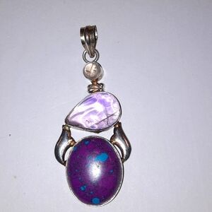 Purple stone handmade pendant